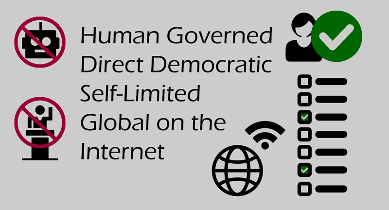 Human Governed, Direct Democratic, Self-Limited, Global on the Internet